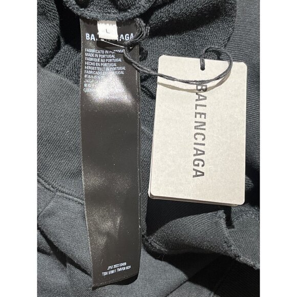 Balenciaga BB-Embroidered Oversized Hoodie in Black Large New Unisex Sweatshirt - Picture 10 of 16